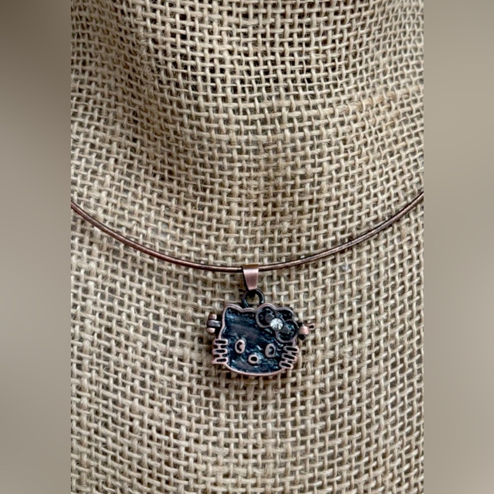 Hello Kitty Locket Pendant Collar Necklace Copper NEW!